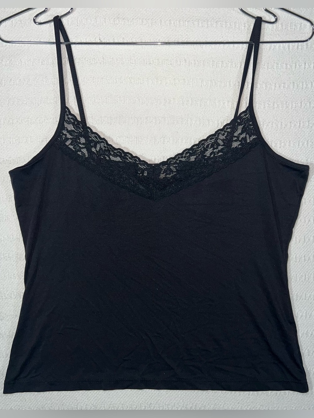 Tiramisu Y2K Lace Trim Spaghetti Strap Tank Top Womens XL Black Made In USA